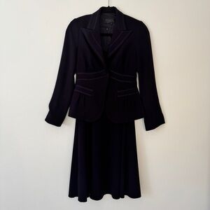 Tobias Suit Midi Dress Blazer Button Jacket Set of 2 Navy Blue Formal Wear Sz 4